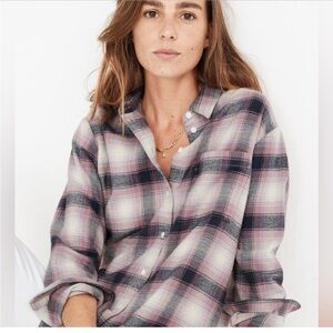 Madewell Plaid Button Down Shirt - Pink and Black